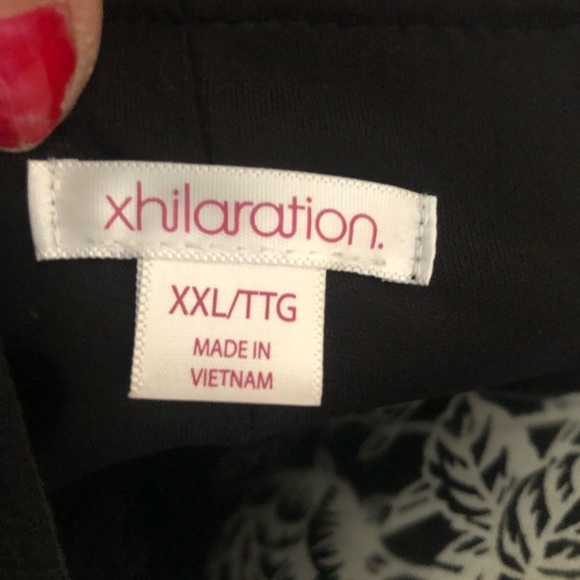 Xhilaration XXL black cotton blend off shoulder cold shoulder 3/4 sleeve - Picture 6 of 10